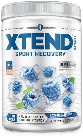 XTEND Sport BCAA Powder Blue Raspberry Ice - Electrolyte Powder for Recovery & Hydration with Amino Acids - 30 Servings