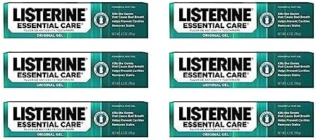 Listerine Essential Care Toothpaste, Bad Breath Treatment, Cavity Prevention, Fluoride Toothpaste; Powerful Mint Flavor, 4.2 oz, 6 Pack