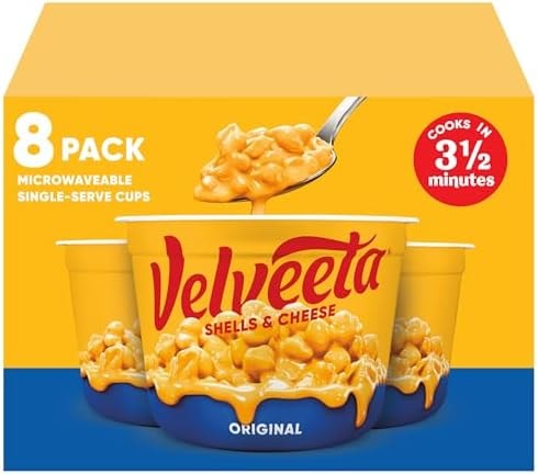 Velveeta Shells and Cheese Mac and Cheese, 8 Cups, for Easy Snacks or Dinner Sides, Original Flavor, 2.39 oz
