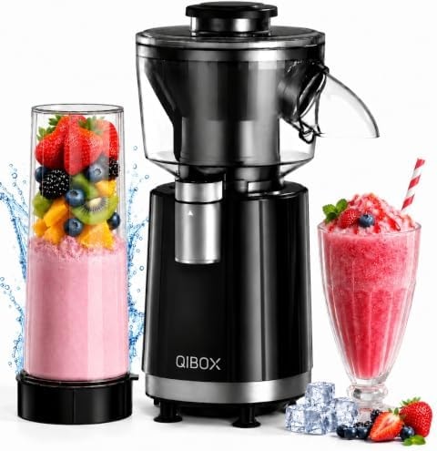 QIBOX 2-in-1 Snow Cone Machine & Smoothie Blender | 700W Electric Ice Shaver for Home Kitchen | Perfect for Kids' Birthday Parties, Summer BBQs & Daily Breakfast Smoothies