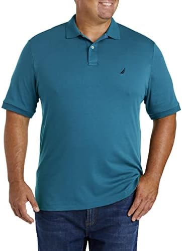 Nautica Men's Big-Tall Classic Fit Short Sleeve Solid Soft Cotton Polo Shirt Shirt, -Cargo Blue, 5XLT Tall