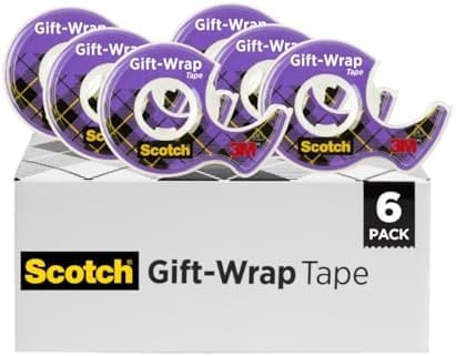 Scotch Gift Wrap Tape, 6 Rolls, The Go-To Tape for the Holidays, 3/4 x 650 Inches, Dispensered (615-GW)