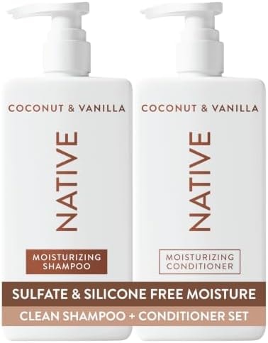 Native Coconut & Vanilla Shampoo and Conditioner Contain Naturally Derived Ingredients | All Hair Types, Color & Treated, Fine to Dry Damaged, Sulfate & Dye Free - 2-Pack