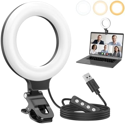 Anautin Ring Light for Video Conference Lighting,360°Adjustable,Portable LED Video Conference Lighting for Monitor,Laptop&Desktop Computer,Streaming Light for Zoom Meetings, Selfie Makeup, Video Calls