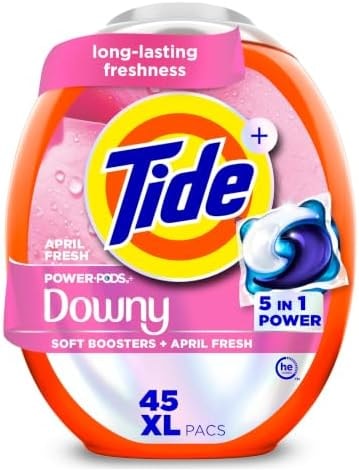 Tide Power PODs + Downy Laundry Detergent Pods, 45 Count, Soft Boosters + April Fresh