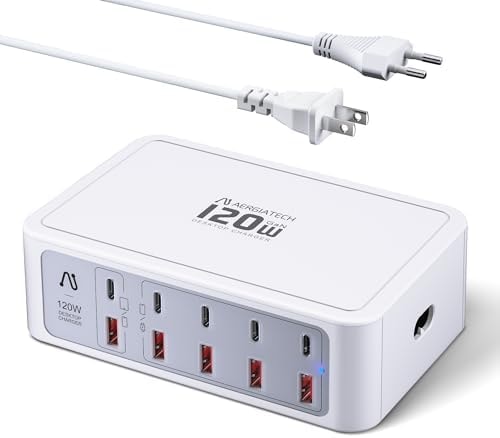 Portable USB C Charging Station,10 Port GaN Charger Hub with 120W Output