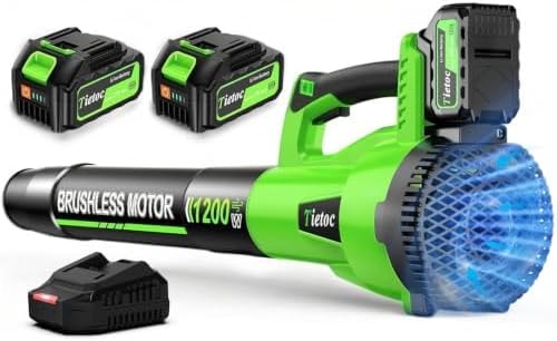 Leaf Blower Cordless - Brushless Motor Electric Blower with 2 Batteries
