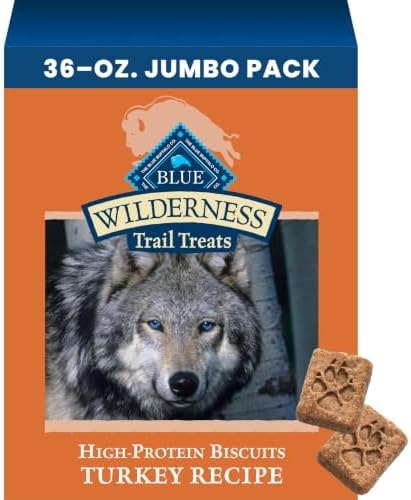 Blue Buffalo Wilderness Trail Treats Turkey Crunchy Dog Biscuits, Grain-Free & High-Protein, Bite-Sized Training Treats Made with Real Turkey & Natural Ingredients, 36-oz Bag