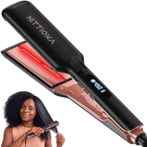HITTIONA 1.75" Ceramic Hair Straightener for Women,Infrared Wide Flat Iron
