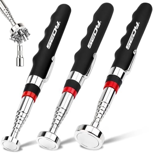3-Pack Telescoping Magnetic Pickup Tool, 30lb 40lb 80lb Pull Force, 30-Inch Extendable Magnetic Grabber Stick with Non-Slip Handle for Automotive Repair, Garage, Retrieving Screws, Nuts, Bolts, Nails
