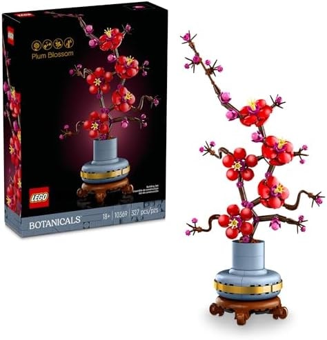 LEGO Botanicals Plum Blossom Building Sets for Adults - Artificial Flower for Dinner Table Centerpiece, Living Room Home Decor, Ages 18+ - DIY Craft Kits - Gift for Birthdays - 10369