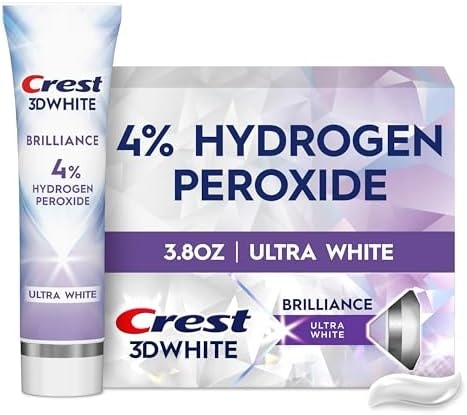 Crest 3D White Brilliance Pro Ultra White Teeth Whitening Toothpaste, 3.8 oz, Anticavity Fluoride Toothpaste, 4% Hydrogen Peroxide, Active Whitening Protection