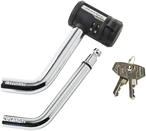 Master Lock Receiver Lock, 1/2 in. and 5/8 in. Swivel Head, Weather Resistant Trailer Coupler Locking Hitch Pin with Keys for Protecting Trailers, RVs, 2866DAT