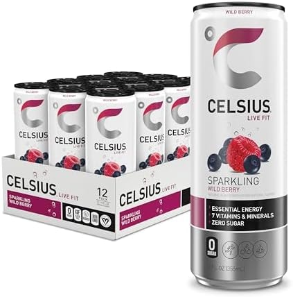 CELSIUS Sparkling Wild Berry, Sugar Free Energy Drink, 12 Fl Oz (Pack of 12)