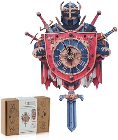 3D Wooden Puzzles for Adults, Knight Clock 3D DIY Model Kit