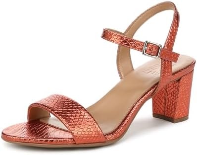 Naturalizer Womens Bristol Heeled Sandal Orange Metallic Snake 5.5 M