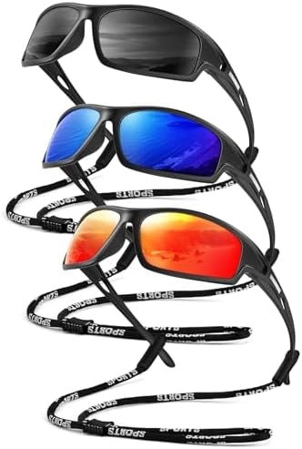 QALLY Polarized-Sunglasses-Men Sports Mens-Sunglasses: Sun-Glasses with UV Protection for Fishing Driving Running Cycling
