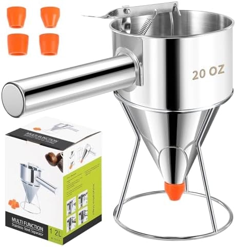 Babcarriery Stainless Steel Pancake Batter Dispenser, Multi-Nozzle 20 oz