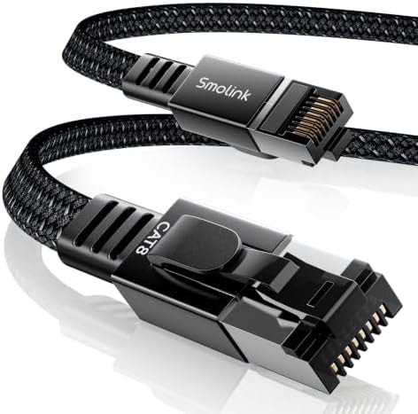 Smolink Cat 8 Ethernet Cable - 50ft 40Gbps 2000MHz RJ45 LAN Network Patch Cord, Nylon Braided High Speed Internet Cable, Heavy Duty Shielded SFTP Cable for Router Modem Gaming PC PS5 Xbox