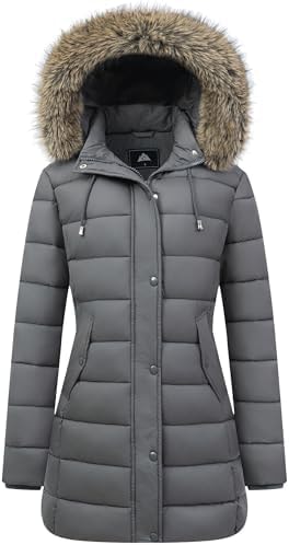 Pufflady Women's Winter Thickened Down Jacket Warm Long Puffer Coat
