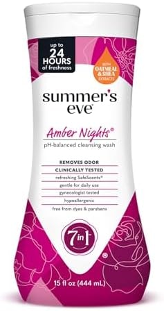 Summer's Eve Amber Nights with Oat and Shea Extracts, Daily Refreshing All Over Feminine Body Wash, Removes Odor, Feminine Wash pH Balanced, 15 fl oz