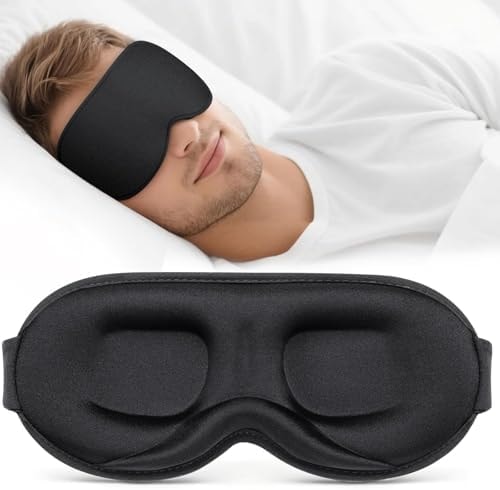 Vynix® Sleep Mask for Men Women - 100% Blackout Eye Masks for Sleep - 3D Soft Sleeping Mask for Side Sleepers - Zero Pressure Lash Extensions Eye Cover Shade for Airplane Travel Essentials, Black