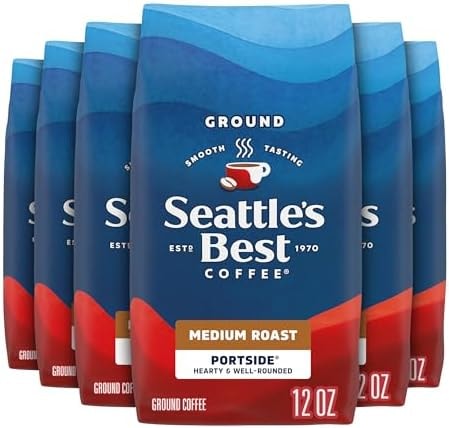 Seattle’s Best Coffee, Medium Roast Ground Coffee, Portside, 100% Arabica, 6 Bags (12 oz Each)