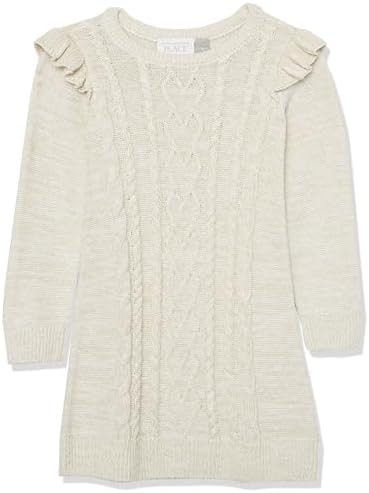 The Children's Place,and Toddler Girls Cable Knit Long Sleeve Sweater Dress,Bunnys Tail,5T