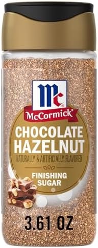 McCormick Finishing Sugar, Chocolate Hazelnut, Rich Hazelnut Flavor, Perfect for Topping Sweets, Hot Beverages & Cocktails, 3.61 oz