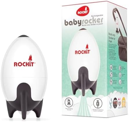 Rockit Rocker Rechargeable Pram Rocker - Baby Pushchair Rocking Device, Soothing Motion for Stroller or Buggy, Adjustable Speed, 60 Minute Timer, Universal Fit