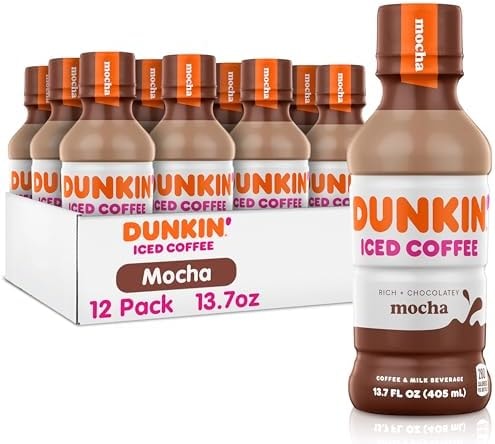 Dunkin Donuts Iced Coffee, Mocha, 13.7 Fluid Ounce (Pack of 12)