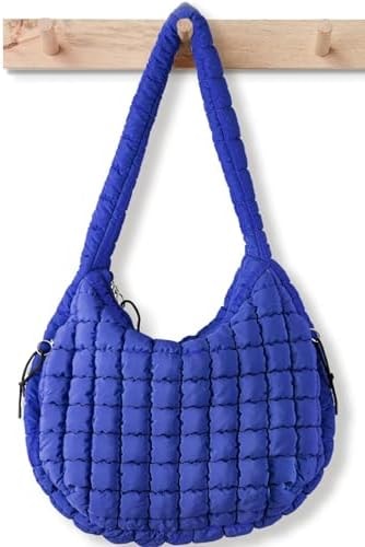 Puffer Tote Bag for Women Large Quilted Crossbody Bag Quilted Carryall Bag Soft Puffy Hobo Handbags Puff Purse Shoulder Bag