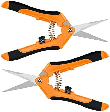 iPower 6.5 Inch Gardening Scissors Hand Pruner Pruning Shear with Straight Stainless Steel Blades, Orange, 2-Pack
