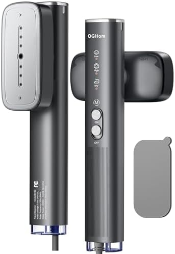 OGHom Steamer for Clothes, 110-240V Travel Steamer & Iron 2 in 1, 1000W Powerful Steam, Portable Handheld Garment Wrinkle Remover, 30s Fast Heat-Up with Dry& 2-Steam Control, for Global & Europe-Black