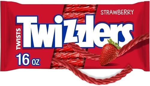 TWIZZLERS Twists Strawberry Flavored Licorice Style, Chewy Candy Bag, 16 oz