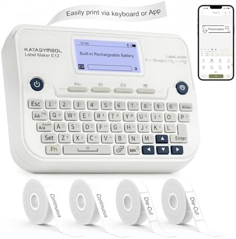 SUPVAN E12 Keyboard & Bluetooth Label Maker Machine with 4 Tapes