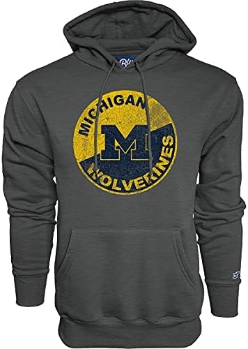 Blue 84 Men's Michigan Wolverines Hoodie Vintage Cap Dark Heather, Dark Grey, Small