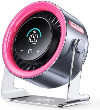 Coolhill Small Desk Fan, 100-Speed Quiet Rechargeable for Office & Bedroom