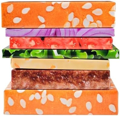Sikiweiter Hamburger Wrapping Paper - Burger Wrapping Paper Set for Gifts, 12 Sheets Cheese Tomato Onion Lettuce Wrapping Paper for Birthday Christmas Holiday, 19.7 x 27.6 Inches Per Sheet