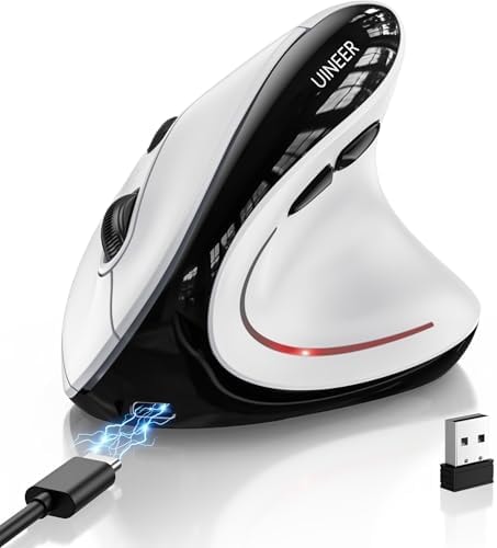 Uineer Ergonomic Wireless Vertical Mouse, 3-Mode Bluetooth 5.0/4.0 & 2.4GHz