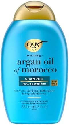 OGX Renewing + Argan Oil of Morocco Shampoo, Damage Repairing Shampoo & Argan Oil to Help Strengthen & Repair Dry, Damaged Hair, Paraben-Free, Sulfate-Free Surfactants, 13 fl. Oz