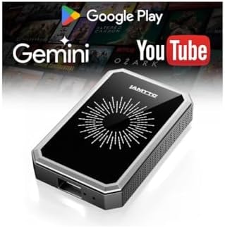 LAMTTO Wireless CarPlay Adapter with Gemini AI, 4GB+32GB Magic Box with Full Google Play Access—Download Streaming Apps, Games, Support Android Auto, OTA, HDMI, Airplay, USB Drive Media Playback