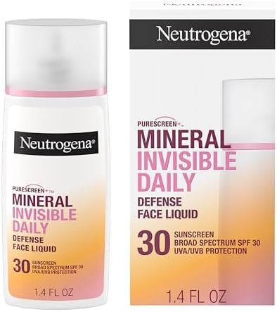 Neutrogena Purescreen+ Invisible Daily Defense Mineral Sunscreen for Face with SPF 30, Broad Spectrum Mineral Sunscreen with Vitamin E, Water Resistant, Fragrance-Free, 1.4 fl. oz