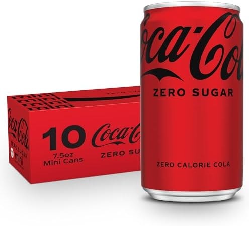 Coca-Cola Zero Sugar Soda Soft Drink Mini Cans, 7.5 fl oz, 10 Pack