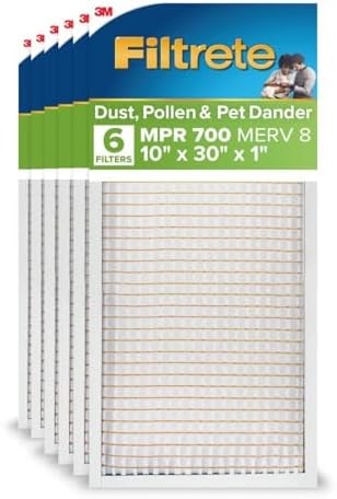 Filtrete 10x30x1 Air Filter, MERV 8, MPR 700, 6 HVAC Filters