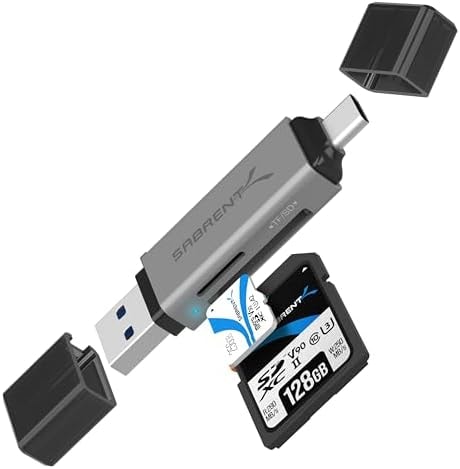 SABRENT SD Card Reader USB C & USB A, Micro SD Card Reader, USB 3.0 Dual Slot Memory Card Adapter for Laptop PC Android (CR-BCA2)