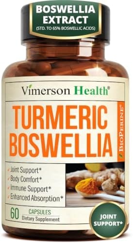 Turmeric Boswellia Supplement w/Ginger – Gut Friendly Joint Supplement 60Ct