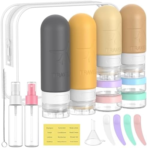 ME.FAN 18 Pack Travel Bottles for Toiletries, TSA Approved, Yellow