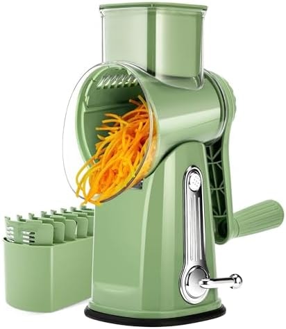 SUSTEAS Rotary Cheese Grater 5 Blades,Kitchen Mandoline Vegetable Slicer