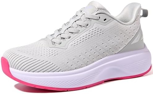 Women's Walking Shoes Slip On (Runs Large: Order Size Down) Comfortable Rebound Running Tennis Shoes Lightweight Breathable Non Slip Supportive Casual Athletic Fashion Sneakers, Light Grey/Purple, 6 US Women